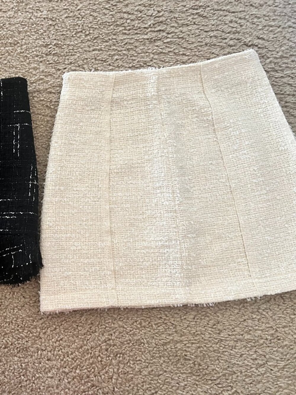 2 Skirts Zara White Mini Skirt XS & Mango Tweed Black Mini Skirt S